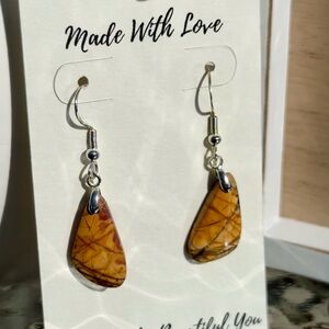 Handcrafted Multicolor Picasso Jasper Sterling Silver Dangle Earrings